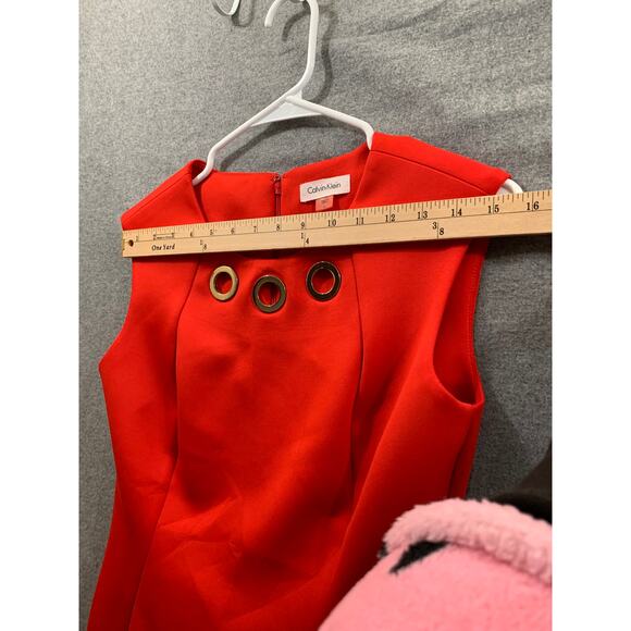 Calvin Klein Red Dress Women Small Size 4 Evening Party Cocktail Dress - Picture 4 of 6